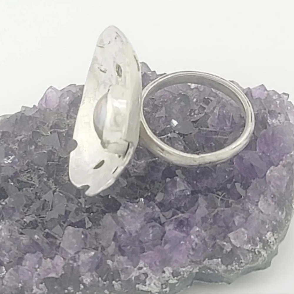 SWEETWATER pearl ring handmade in sterling silver metal size 7 - Picture 4 of 4